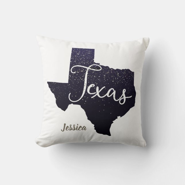 Texas Night Stars State Shape Throw Pillow (Front)