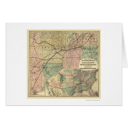 Texas & Northeastern Railroad Map 1872 Cards (Front Horizontal)