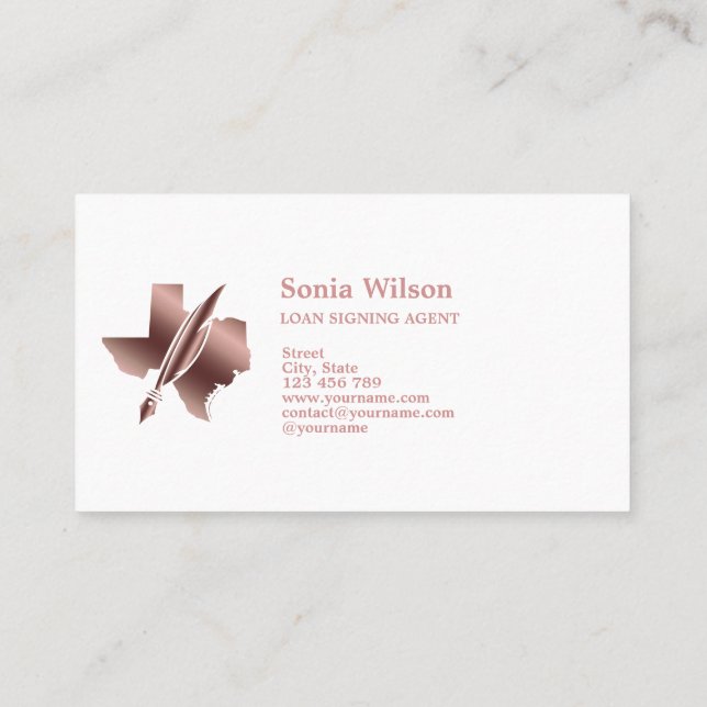 Texas Notary Loan Signing Agent Modern Blush Pink  Business Card