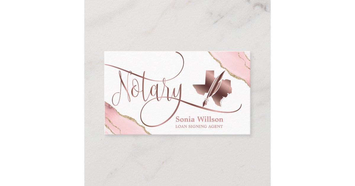 Texas Notary Loan Signing Agent Modern Blush Pink  Business Card