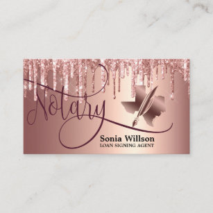 Texas Notary Loan Signing Agent Modern Rose Gold Business Card