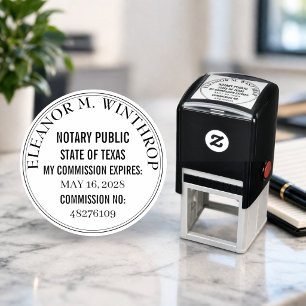 Texas Notary Public Round Self-inking Stamp