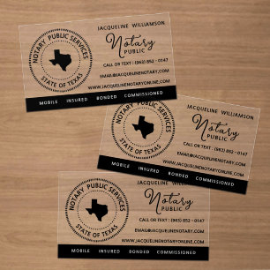 Texas Notary Public Services Clear Business Cards