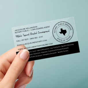 Texas Notary Services  Clear Business Cards