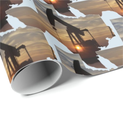 Texas Oil Pump Jack At Sunset  Gift Wrapping Paper