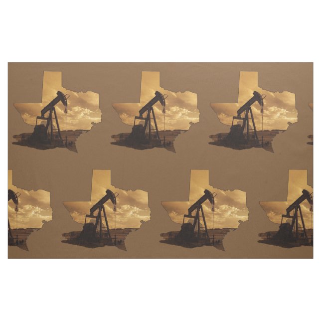 Texas Oil  Pump Jack Print Fabric  9" Square (Fat Quarter)