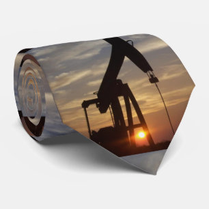 Texas Oil Pumping At Sunset Tie