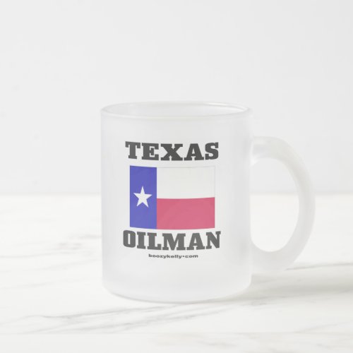 Texas Oilman Frosted Glass Mug