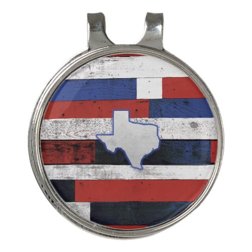 Texas on Wooden Boards Golf Hat Clip