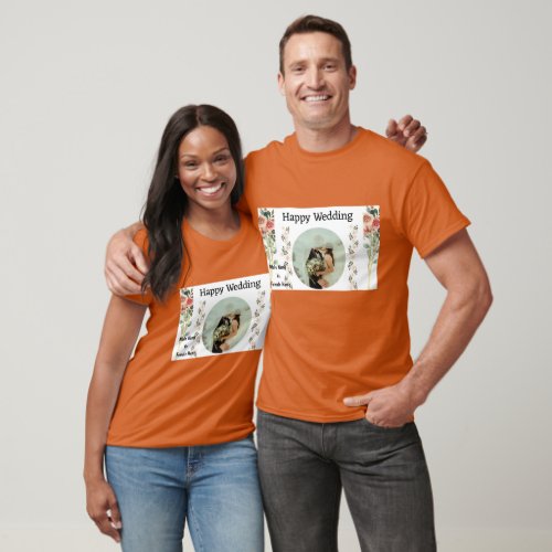 Texas Orange Color Wedding Marriage Couples Nice T_Shirt