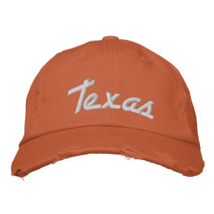 Texas Orange Vintage Style Distressed Embroidered Baseball Cap