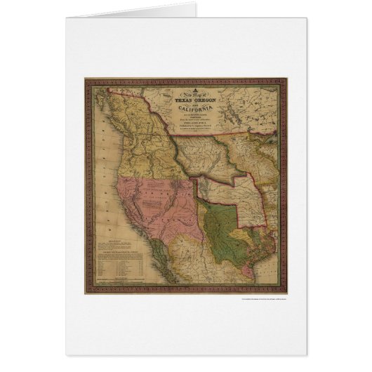 Texas, Oregon & California Map - 1846 Cards (Front)