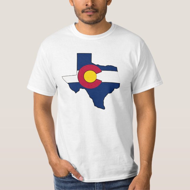 Texas outline Colorado flag guys value tee (Front)
