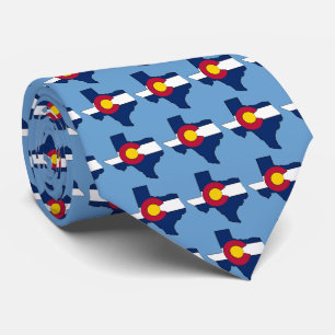 Texas outline Colorado flag necktie
