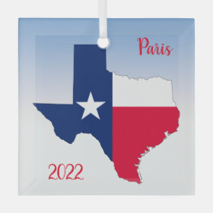 Texas outline & flag colors - Paris, Ornament