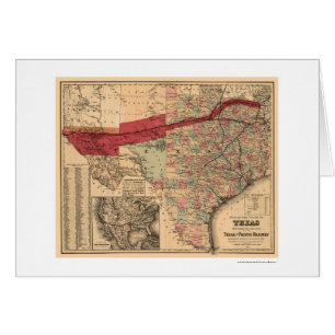 Texas & Pacific Railroad Map 1873 Cards