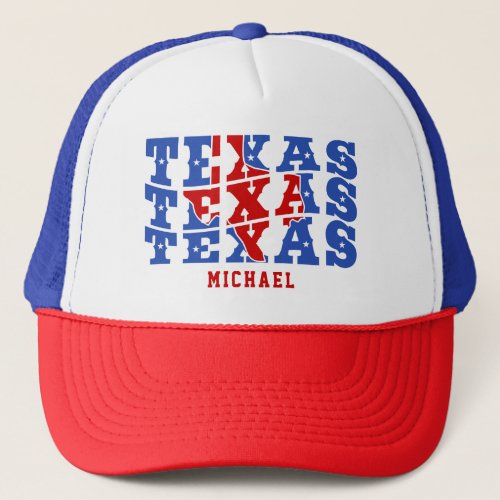 Texas Patriotic State Love USA Custom Name Trucker Hat