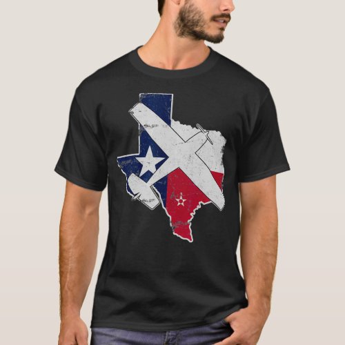Texas Pilot State Flag C172 Skyhawk Airplane T_Shirt