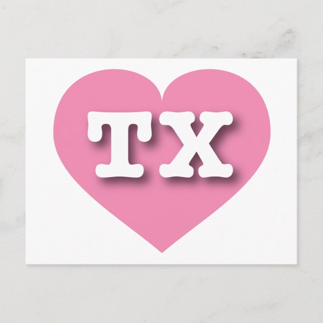 Texas Pink Heart - I love TX Postcard (Front)