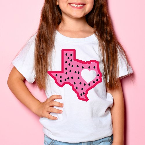 Texas  pink Watermelon Map design T_Shirt