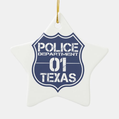 Texas Police Department Shield 01 Ceramic Ornament