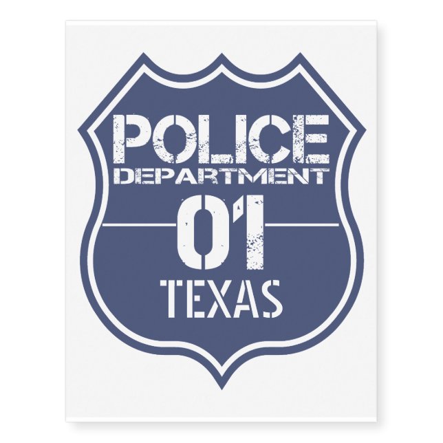 Texas Police Department Shield 01 Temporary Tattoos (Front)