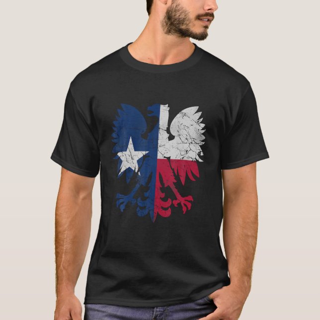 Texas Polish American Polska Poland Texan Flag Men T-Shirt (Front)