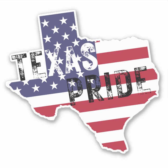 Texas Pride Rustic Tough Text American Flag State  Sticker (Front)