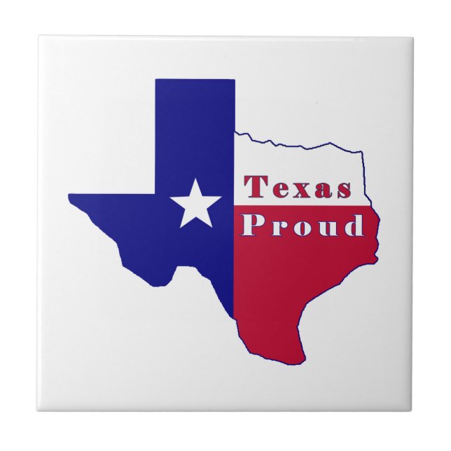 Texas Proud Flag Map Ceramic Tile (Front)