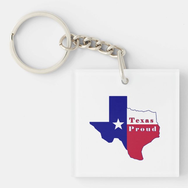 Texas Proud Flag Map Keychain (Front)