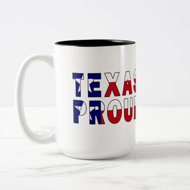Texas Proud Flag Two-Tone Coffee Mug (Left)