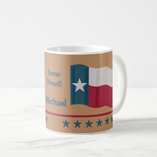 Texas Proud Lone Star Flag Name Personalized Coffee Mug