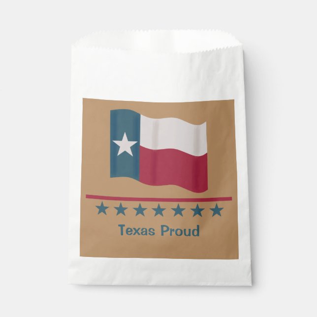 Texas Proud Long Star Flag Personalized Tan Favor Bag (Front)
