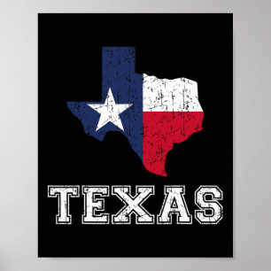 Texas Proud Texan Patriot American Usa Flag Vintag Poster