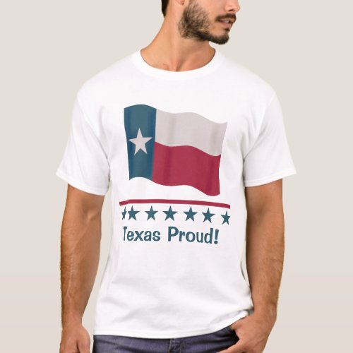 Texas Proud Waving Lone Star Flag Red White Blue T_Shirt