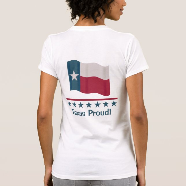 Texas Proud Waving Long Star Flag Back Design T-Shirt (Back)