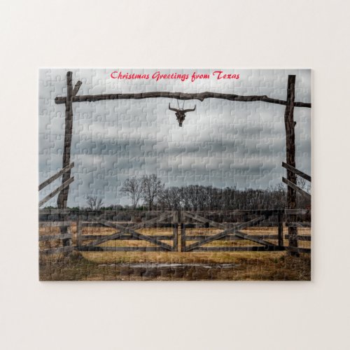 Texas Ranch SceneChristmas Greetings Jigsaw Puzzle