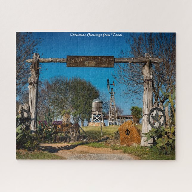 Texas Ranch Scene. Christmas Greetings Jigsaw Puzzle (Horizontal)
