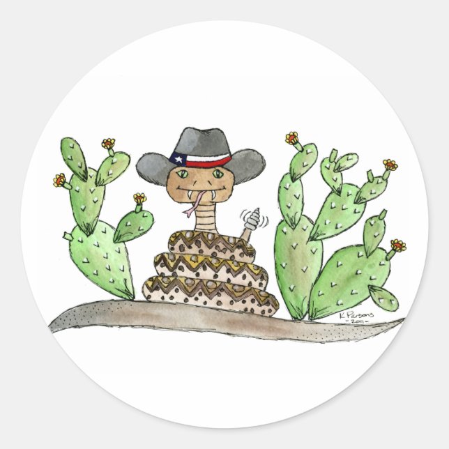 Texas Rattlesnake Classic Round Sticker (Front)