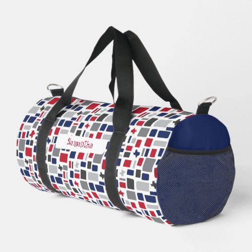 Texas Red  Blue Wonky Squares  Rectangles Duffle Bag