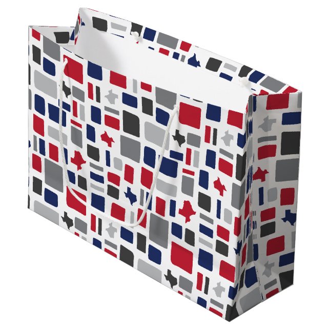 Texas Red & Blue Wonky Squares & Rectangles Large  Large Gift Bag (Front Angled)