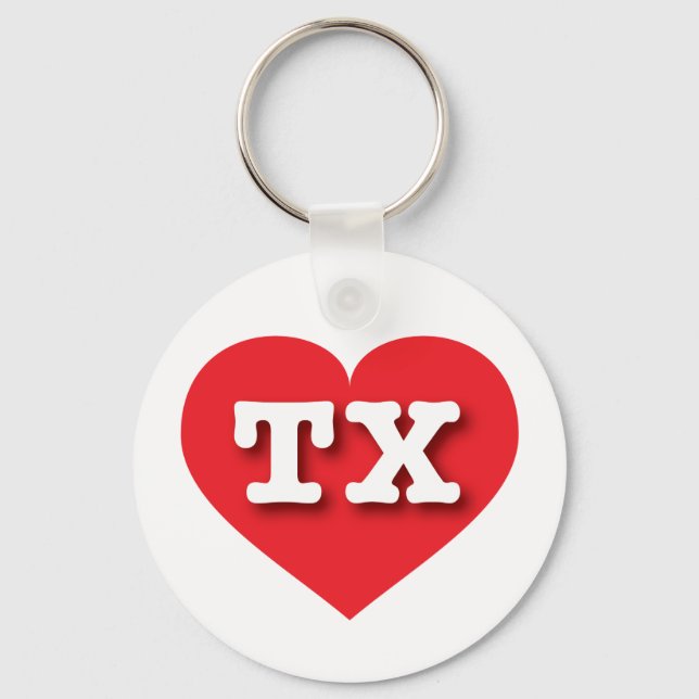 Texas Red Heart - I love TX Keychain (Front)