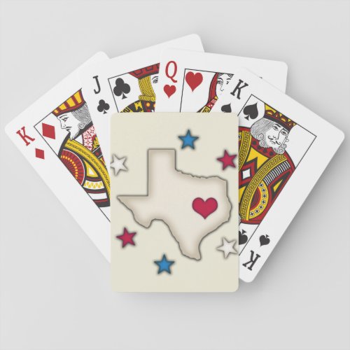 Texas Red Heart Poker Cards