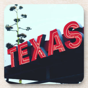 Texas Red Neon Lights USA America Beverage Coaster