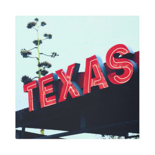 Texas Red Neon Lights USA America Metal Print