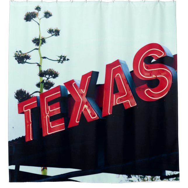 Texas Red Neon Lights USA America Shower Curtain (Front)