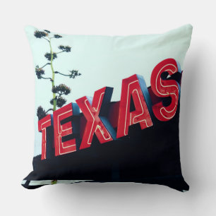 Texas Red Neon Lights USA America Throw Pillow