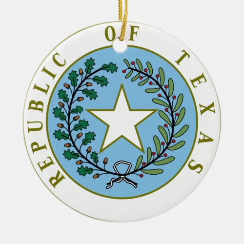 Texas Republic of Texas Seal Color Ceramic Ornament