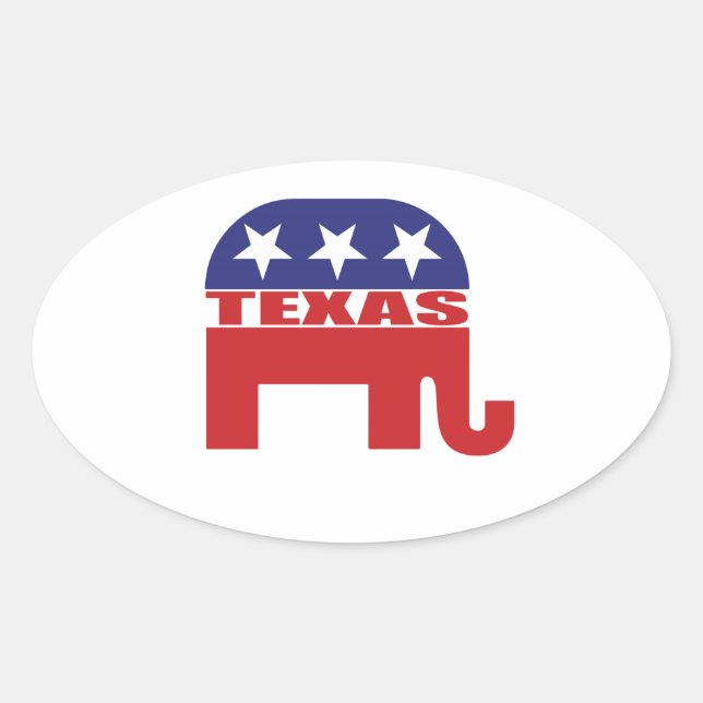 Texas Republican Elephant Oval Sticker (Front)
