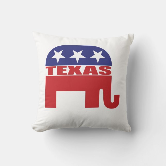 Texas Republican Elephant Throw Pillow (Front)